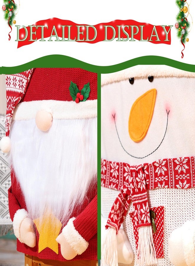 Fhberni Santa Claus Christmas Chair Covers Cute Dining Room Slipcovers Kitchen Removable Washable Parsons Protector for Xmas Holiday Kitchen Universal Size - Image 5
